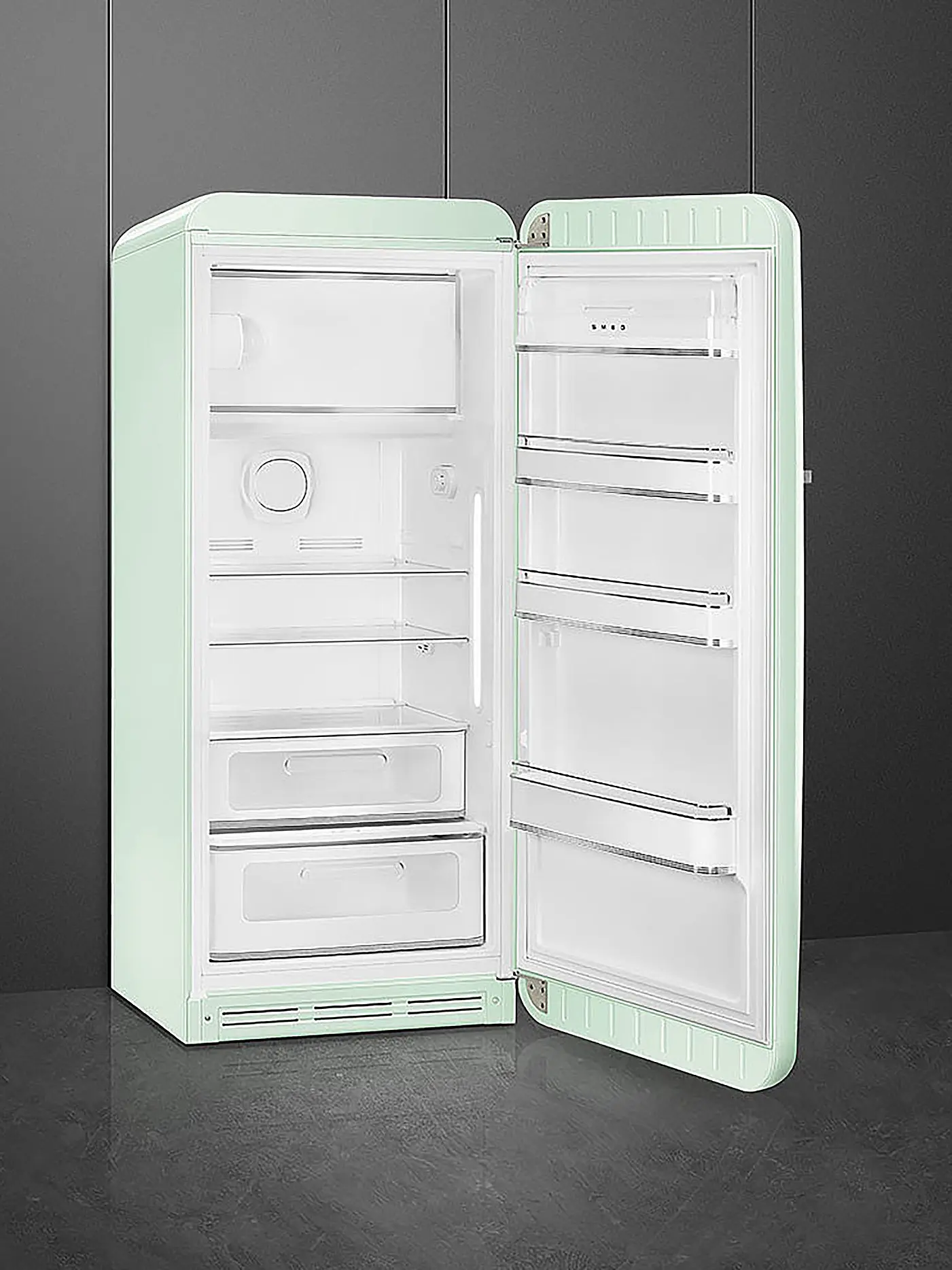 SMEG | Kühlschrank mit Gefrierfach 50s Retro Style Creme FAB28RCR5 | hellgrün
